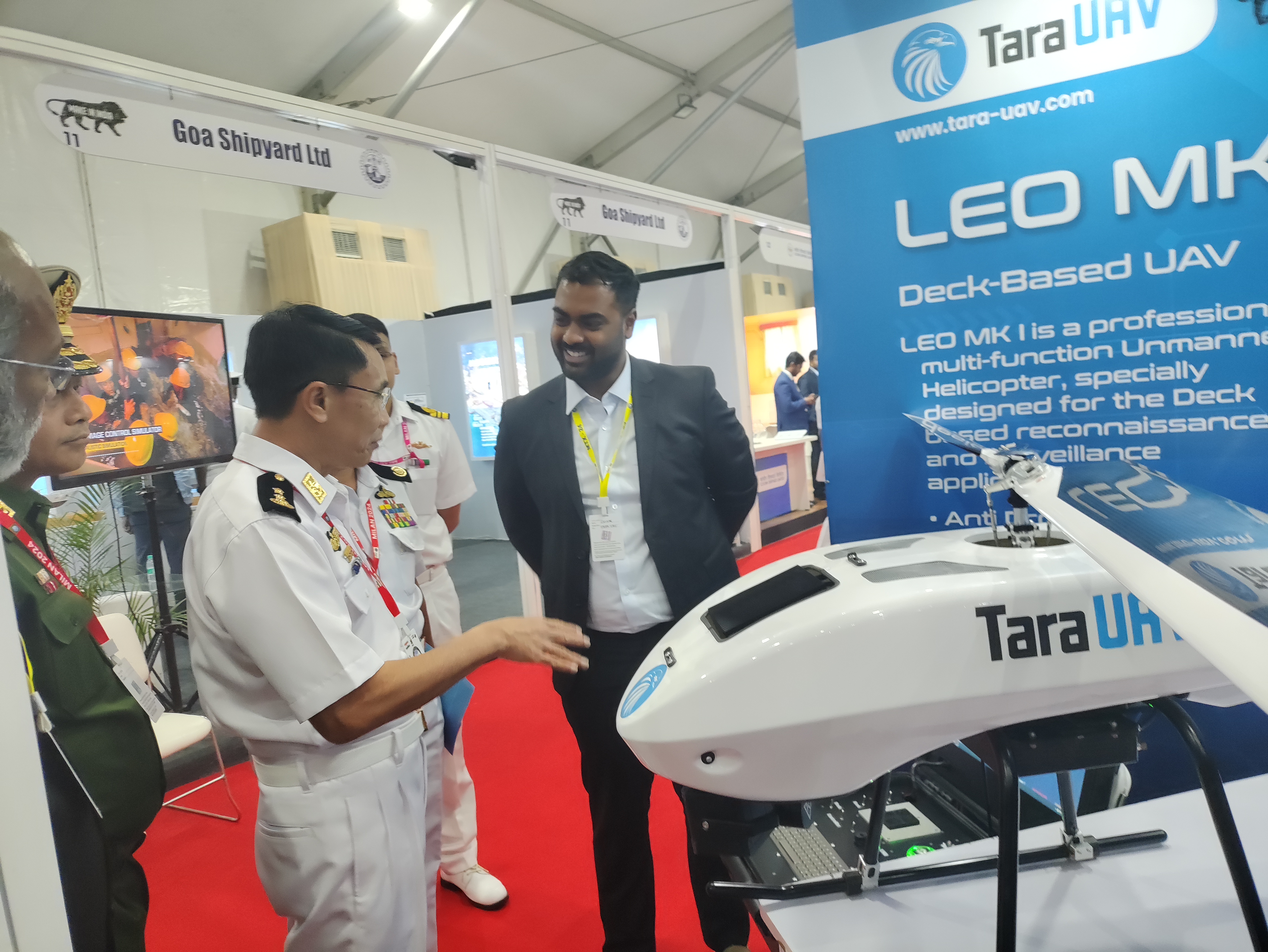 Defence exhibition booth with UAV system